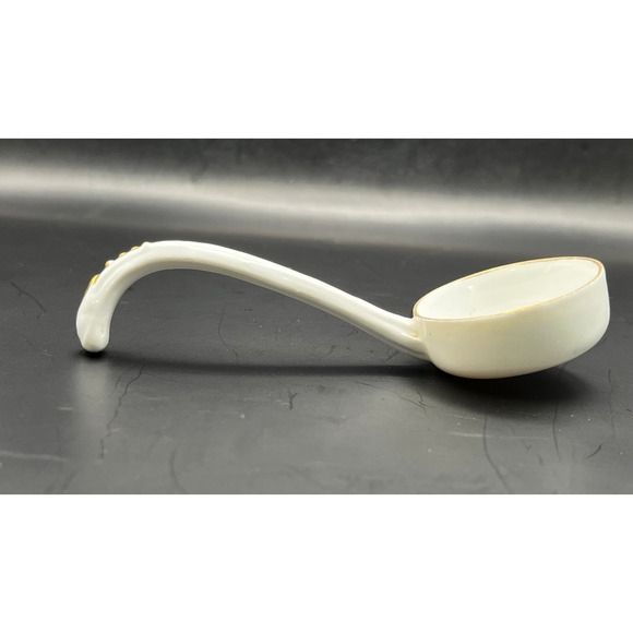 Vtg Hand Painted Nippon Porcelain Condiment Ladle Spoon Floral Pink Azalea 5" - Picture 7 of 7